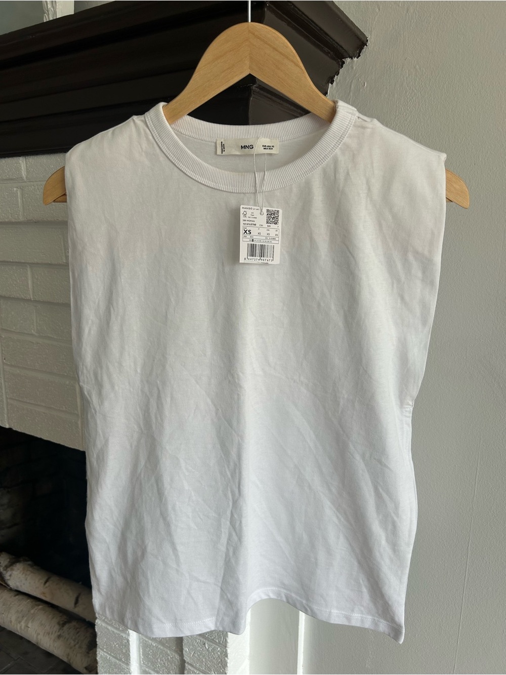 Mango White Sleeveless Crewneck Tank Top